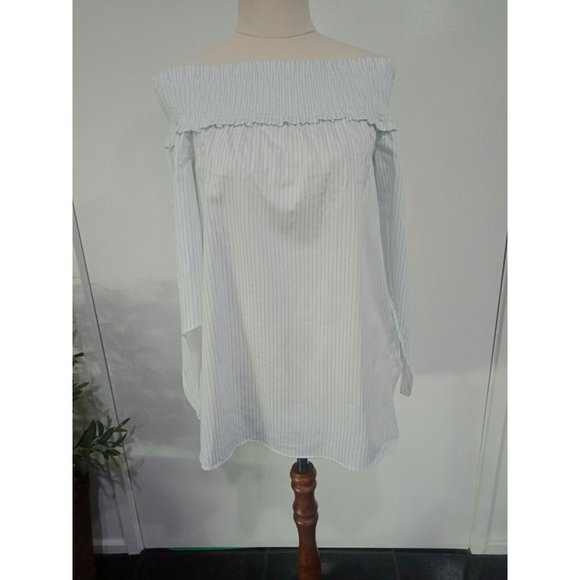 Portmans Tops - Portmans Off Shoulder Striped Top Size 8